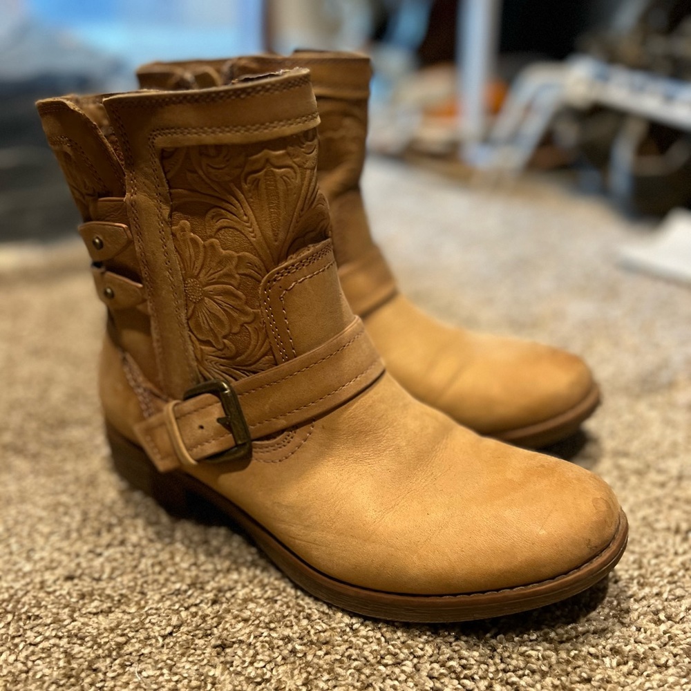 Tooled Leather Ankle Boots